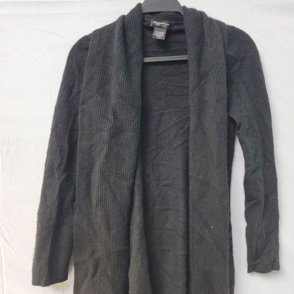 Lord & Taylor Long Black 100% Cashmere Open Cardigan - Closet Staple - XS - Picture 5 of 8